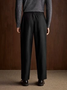 Manfinity CityGents Celana Panjang Minimalis Kasual Pria Warna Gelap - Hitam - View 4
