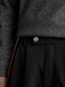 Manfinity CityGents Celana Panjang Minimalis Kasual Pria Warna Gelap - Hitam - View 2