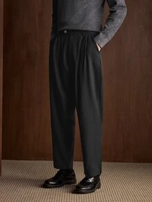 Manfinity CityGents Celana Panjang Minimalis Kasual Pria Warna Gelap - Hitam - View 3