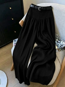Elenzga French Style Hanging And Wide Leg Pants With Slimming Texture And Elegant Commuting Casual Women's Pants

﻿
﻿ - Black - View 8
