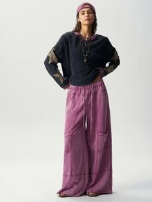 Bohemela 休閒針織拼色圓領長袖寬鬆女款T恤 - 彩色 - 查看 5