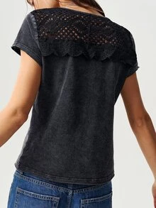 Bohemela Women's Casual Solid Color Knit Crew Neck T-Shirt Tshirts For Women Graphic Western T Shirts Women,Summer Top - Black - View 8