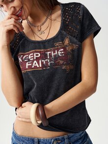 Bohemela Women's Casual Solid Color Knit Crew Neck T-Shirt Tshirts For Women Graphic Western T Shirts Women,Summer Top - Black - View 6