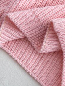 Children's Pink Knitted Long Sleeve Sweater With Cherry Embroidery Pattern, Soft And Comfortable, Suitable For Daily Wear, Autumn, Winter, Christmas - Pink - View 9