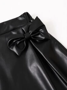 SHEIN 女童優雅百褶高腰裙，內建安全短褲，2合1裙褲，四季百搭，可搭配襯衫、短袖/長袖T恤、POLO衫、運動衫、棒球夾克、大衣 - 黑色 - 查看 5