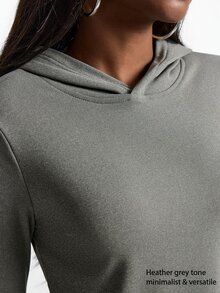 Innovista Innovista Women's Solid Color Casual Daily Wear Hooded Sports T-Shirt - Brown - View 6