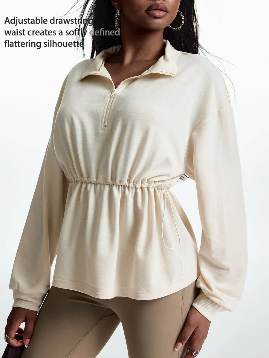 Innovista Innovista Women's Solid Color Drawstring Waist Sports Sweatshirt