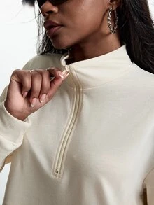 Innovista Innovista Women's Solid Color Drawstring Waist Sports Sweatshirt - Apricot - View 11