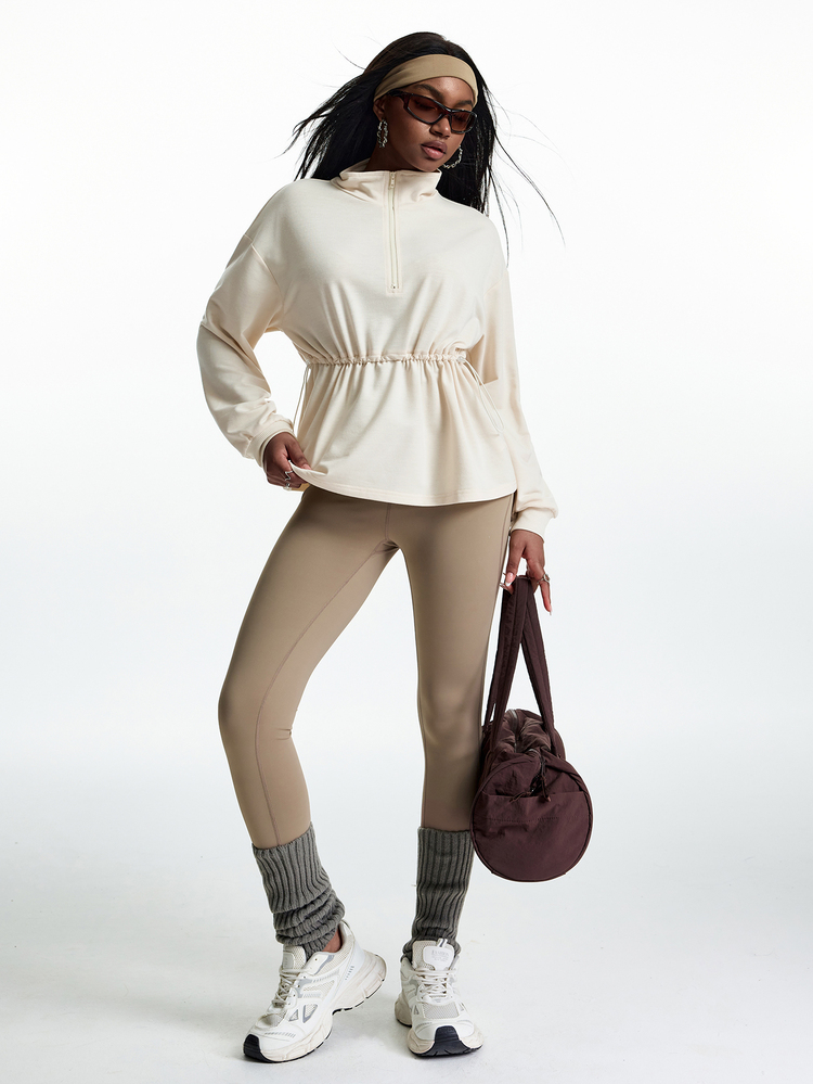 Innovista Innovista Sweatshirt Olahraga Wanita Warna Polos dengan Tali Serut di Pinggang - Aprikot - View 8