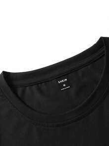 Manfinity EMRG Men Hand Print Round Neck Short Sleeve Oversized Casual T-Shirt, For Going Out - Black - View 6