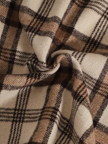 SHEIN 2pcs/Set Autumn Girl Clothes Casual Style Plaid Suit,Coat Skir Birthday Nursery Brown White - Brown - View 9