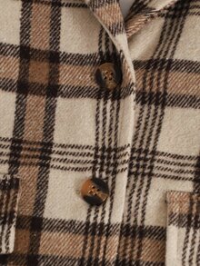 SHEIN 2pcs/Set Autumn Girl Clothes Casual Style Plaid Suit,Coat Skir Birthday Nursery Brown White - Brown - View 5