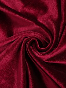 SHEIN Clasi 女款寶石紅天鵝絨 A 字中長洋裝,圓領配綁帶設計 - 酒紅色 - 查看 9
