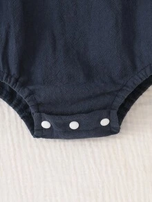 Playful Pals 女嬰田園風刺繡娃娃大領結蝴蝶結可愛荷葉邊彈性袖口長袖連身衣 秋季 - 寶藍色 - 查看 7