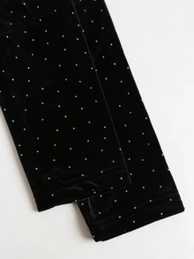 Balvessa Rhinestone Velvet Criss-Cross Neck Elegant Party Long Sleeve Women Bodysuit - Black - View 6