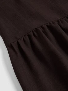 Elenzga French Style Drape Wide Leg Pants, Slimming Textured Navy Blue Elegant Commute Casual Women's Long Pants - Brown - View 3