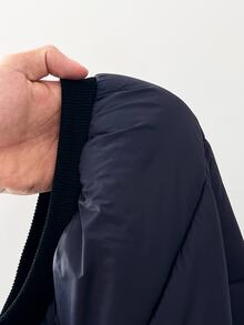 SHEIN DivaQ Jaket Pendek Berbantalan dengan Kerah Bulu, Gaya Kasual Streetwear Musim Gugur/Dingin Wanita Era 2000-an - Navy Blue - View 9