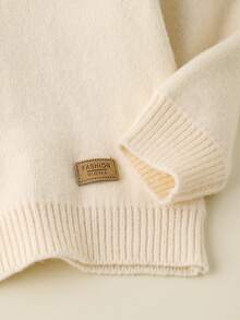 SHEIN Baby Boy Autumn/Winter Knitted Sweater, Fashionable Round Neck Sweater, New Arrival Pullover - Apricot - View 4
