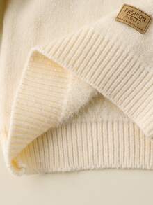 SHEIN Baby Boy Autumn/Winter Knitted Sweater, Fashionable Round Neck Sweater, New Arrival Pullover - Apricot - View 8