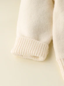 SHEIN Baby Boy Autumn/Winter Knitted Sweater, Fashionable Round Neck Sweater, New Arrival Pullover - Apricot - View 5