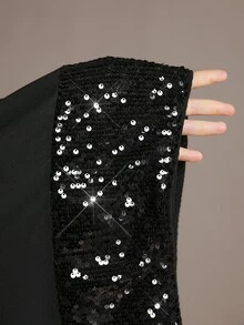 Freevana Plus Size Women Sequin Casual Versatile Daily Wear Skirt Fall - Black - View 8