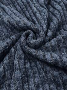 SHEIN Clasi Lace Sleeve Patchwork Brushed Ribbed Knit, Comfortable & Elegant, Early Autumn T-Shirt - Navy Blue - View 9