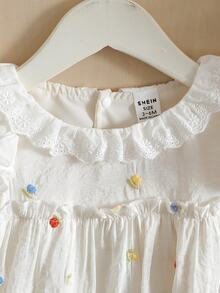 SHEIN Vintaside Kids Baby Girls' Cute Ruffle Collar Bodysuit, Summer Lightweight Bodysuit - Apricot - View 5