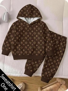 Young Boy Hooded Long Sleeve Sweatshirt Cartoon Pattern Suitable For All Seasons Thickened Thermal Lining - Multicolor - View 3