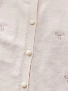 SHEIN 女童可愛彼得潘領針織開襟毛衣長袖外套 秋冬款 - 杏色 - 查看 5