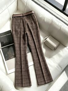 GlowEve Women's Autumn Plaid Elegant Flare Leg Pants - Multicolor - View 2