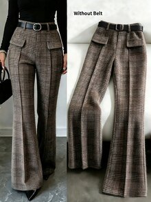 GlowEve Women's Autumn Plaid Elegant Flare Leg Pants - Multicolor - View 1