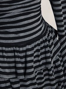 SHEIN ICON Plus Size Y2K Striped Off-Shoulder Vintage Preppy Cake Dress, Gothic Punk Casual Dress Fall - Multicolor - View 7