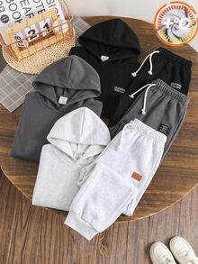 SHEIN Kids 3pcs Young Boy Casual Letter Printed Sweatpants Set Chic For Jogging Pants Joggers Sweatpants - Multicolor - View 1