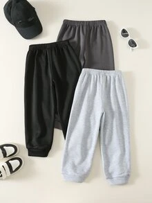 SHEIN Kids 3pcs Young Boy Casual Letter Printed Sweatpants Set Chic For Jogging Pants Joggers Sweatpants - Multicolor - View 4