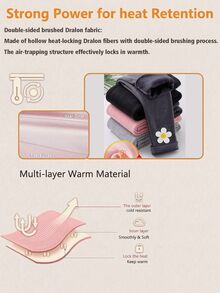 2pcs Girls Autumn/Winter Elegant Fashion Embroidered Floral Thick Fleece Warm Leggings - Dark Grey - View 6