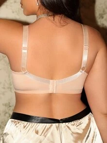Divavoom 1pc Nude Jacquard Thin Cup Underwire Bra Plus Size - Apricot - View 2