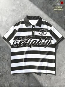 Manfinity EMRG 男士青年街頭休閒寬鬆條紋 Polo 衫 - 彩色 - 查看 9