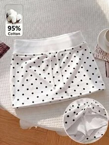 SHEIN 兒童青少年女孩抽繩腰波點休閒日常裙褲 - 彩色 - 查看 2