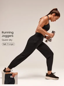GLOWMODE 28" High Performance Stretchy 3D Knee Diamond-Shaped Crotch Tall Joggers With Adjustable Drawstring & Zip Pockets Training Running Workout Active - Black - View 9