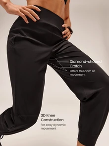 GLOWMODE 28" High Performance Stretchy 3D Knee Diamond-Shaped Crotch Tall Joggers With Adjustable Drawstring & Zip Pockets Training Running Workout Active - Black - View 5