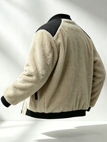 Manfinity Homme Men's Colorblock Casual Versatile Winter Padded Coat - Khaki - View 3
