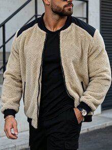 Manfinity Homme Men's Colorblock Casual Versatile Winter Padded Coat - Khaki - View 2