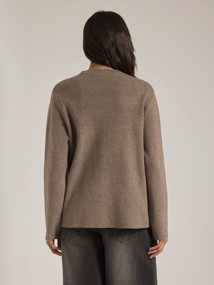SHEIN Tall Women's Solid Color Long Sleeve Zip-Up Knit Cardigan - Khaki - View 2