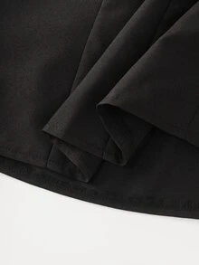 Balvessa Women's Long Dress, Solid Color Dress, Daily Commute Long Sleeve Dress, Button Decor Dress - Black - View 8