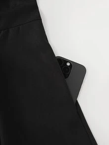 Balvessa Women's Long Dress, Solid Color Dress, Daily Commute Long Sleeve Dress, Button Decor Dress - Black - View 7