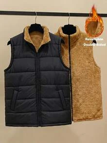 SHEIN LUNE 大尺碼女款拉鍊前口袋休閒優雅商務休閒寬鬆牛仔背心外套，適合秋季外出、度假、牛仔節、俱樂部，黑色 - 黑色 - 查看 10