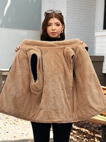 SHEIN LUNE 大尺碼女款拉鍊前口袋休閒優雅商務休閒寬鬆牛仔背心外套，適合秋季外出、度假、牛仔節、俱樂部，黑色 - 黑色 - 查看 12