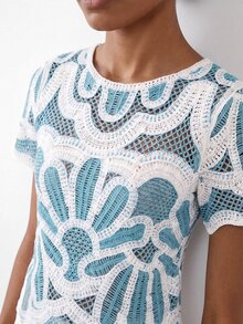 Maija Cardigans para mujer Brunch Vacaciones Azul y Blanco Otoño Boho - Multicolor - Ver 3