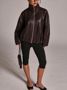 SHEIN BAE Women's Autumn Fashion Versatile Jacket - Coffee Brown - View 4