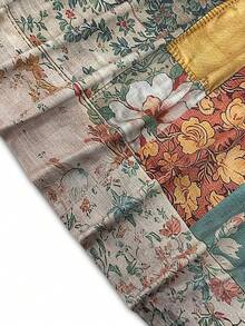 SHEIN LUNE Women's Vintage Floral Pattern V-Neck Short Sleeve Casual Loose Top Suitable For Daily Wear, Work, Travel And Vacation - Multicolor - View 4